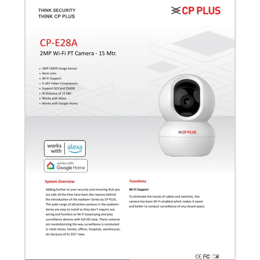 4 CP PLUS CP-E28A 2MP Full HD Wi-Fi CCTV Camera – 360° PT, Motion Tracking, Night Vision, 2-Way Talk, Cloud & SD Card Support - Image 4