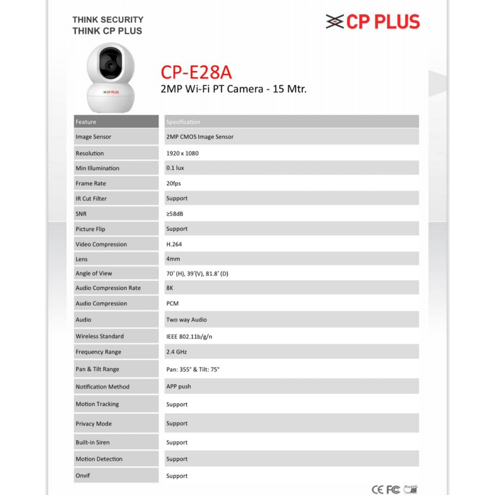 6 CP PLUS CP-E28A 2MP Full HD Wi-Fi CCTV Camera – 360° PT, Motion Tracking, Night Vision, 2-Way Talk, Cloud & SD Card Support - Image 6