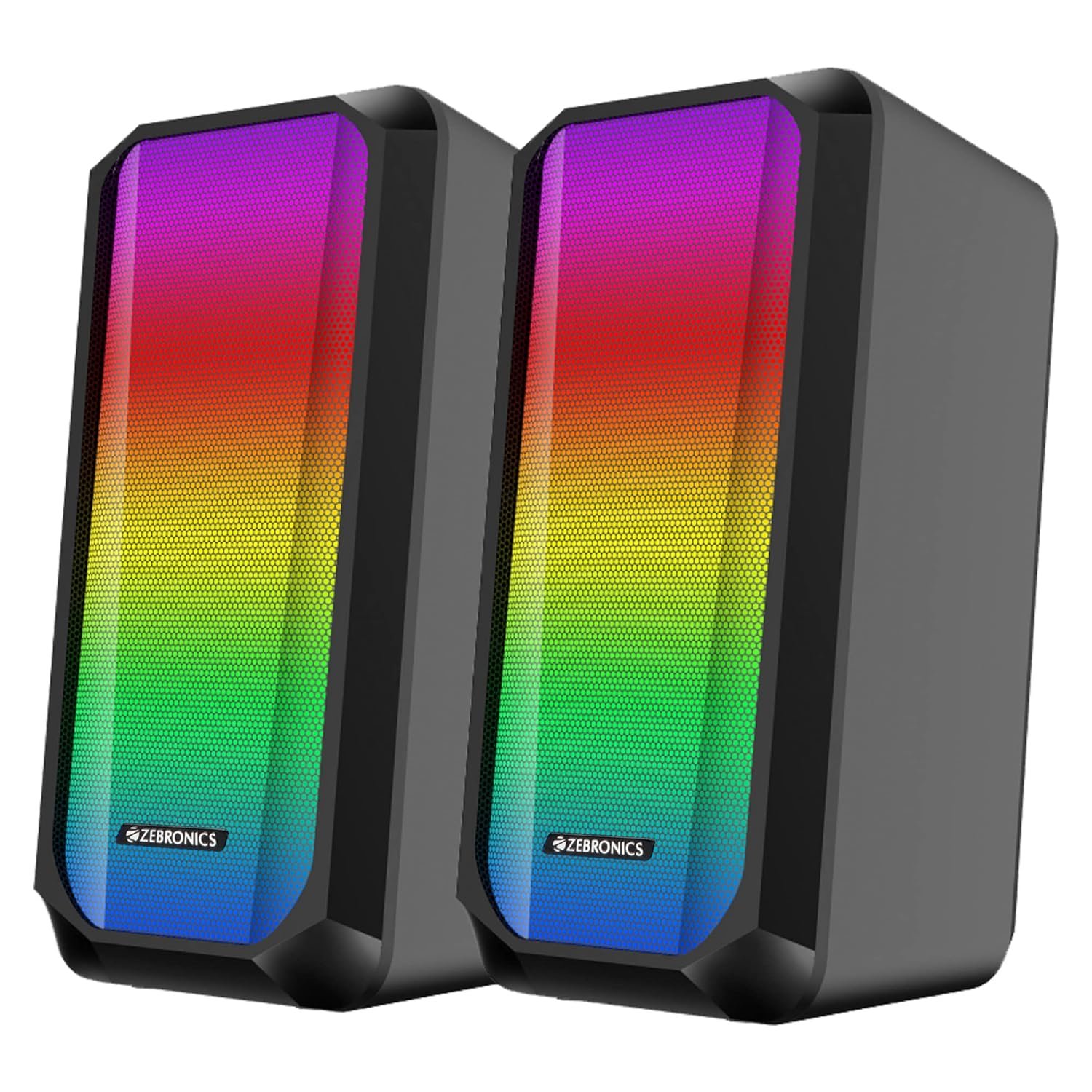 81PDS6CCeYL._SL1500_ Zebronics Zeb-Fame 1 USB Powered 2.0 Speaker – 10W RMS, 7 RGB Modes, Volume Control, Black - Image 1