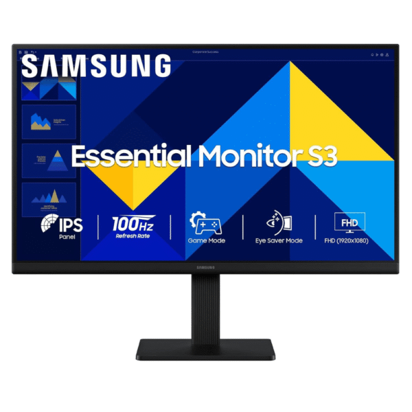 Samsung S3 Essential Series 22 Inch FHD Monitor – IPS Panel, 100Hz, 5ms Response Time, HDMI & D-Sub Ports (LS22D304GAWXXL, Black)