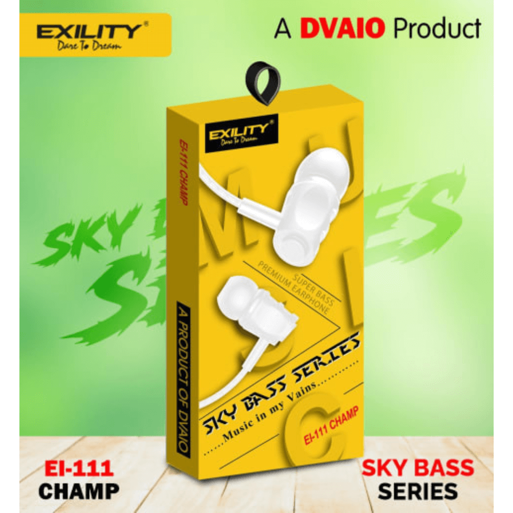 5-3-3.png Exility EI-111 Wired In-Ear Headphones with Mic (White) - Image 1