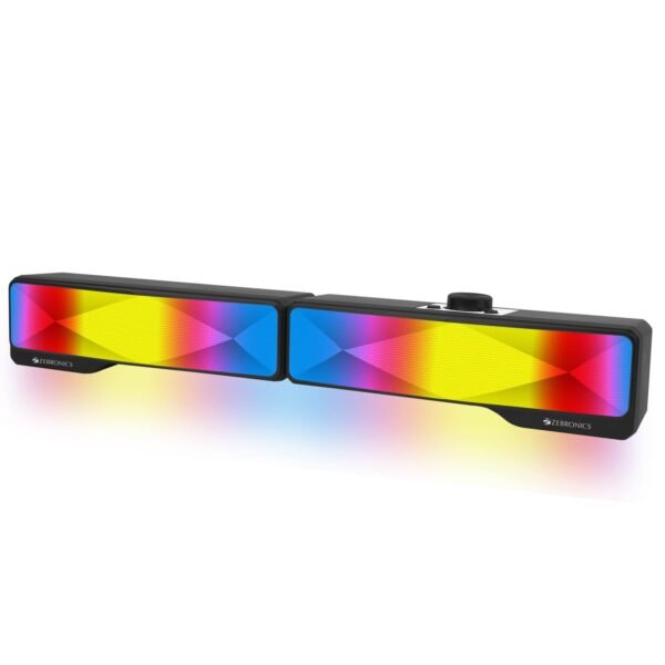 ZEBRONICS Wonder Bar 20 RGB Computer Speaker – 10W RMS, 2-in-1 Detachable Design, USB Powered