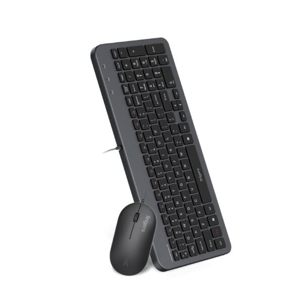 FINGERS ImperialCombo-D2 Wired Keyboard & Mouse Combo (Slim Design, Scissor Keys Laptop-Style Typing, Compact Size Layout, 1000 DPI, Windows | macOS | Linux Compatible), Jet Black