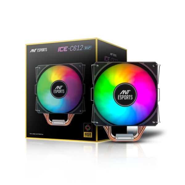 Ant Esports ICE-C612 V2 ARGB CPU Cooler, Intel & AMD Socket Support