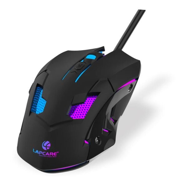 Lapcare Champ LGM-100 Gaming Mouse - 6 Buttons, 3600 DPI, LED Lights, Wired (Black)