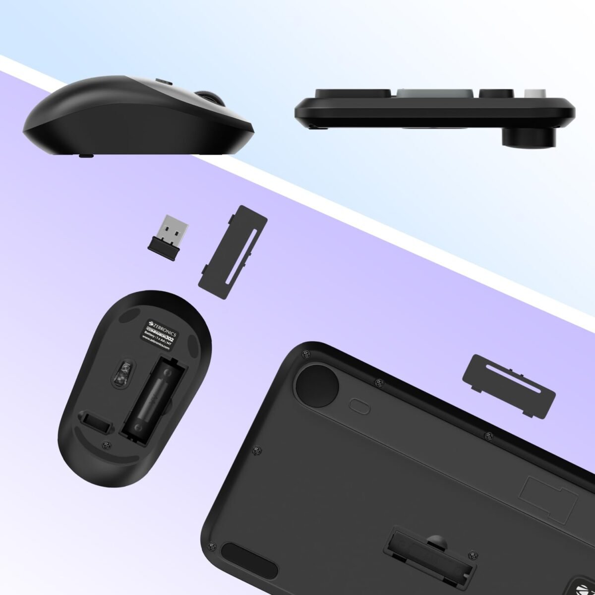 ZEBRONICS Companion 302 Wireless Keyboard & Mouse Combo - UV Printed Keys, Multimedia Keys (Black + Grey) - Image 6