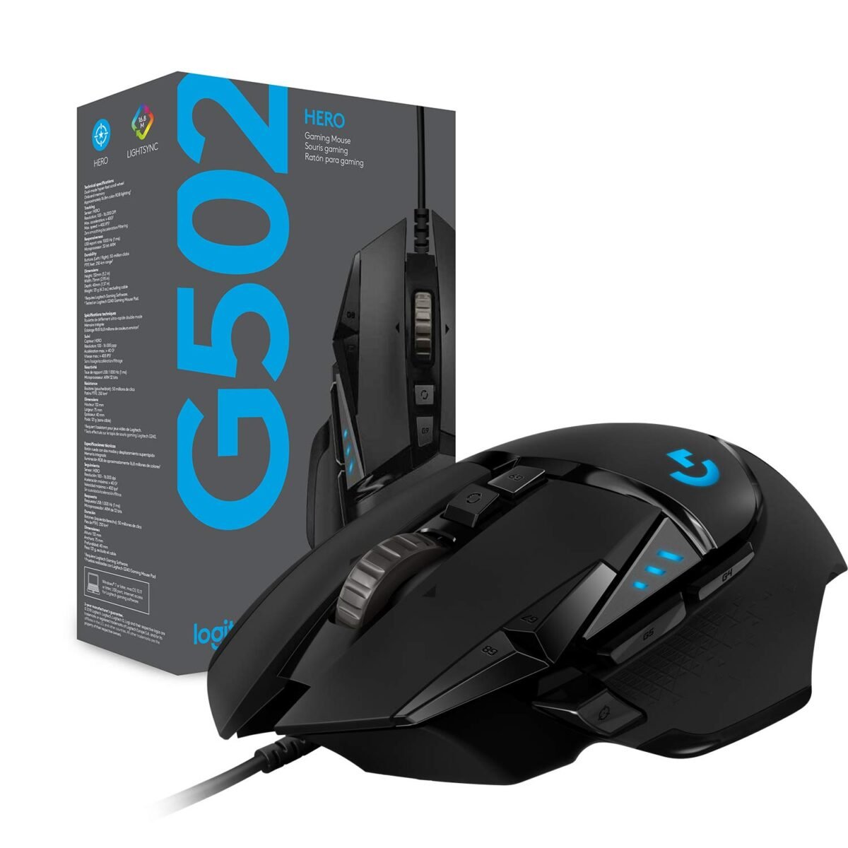 Logitech G502 Hero Wired Gaming Mouse - 25,600 DPI, RGB, 11 Programmable Buttons, Black - Image 10