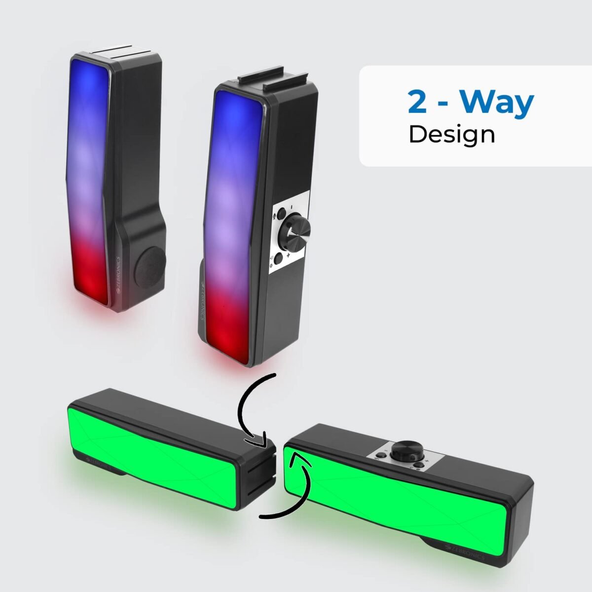ZEBRONICS Wonder Bar 20 RGB Computer Speaker – 10W RMS, 2-in-1 Detachable Design, USB Powered - Image 3