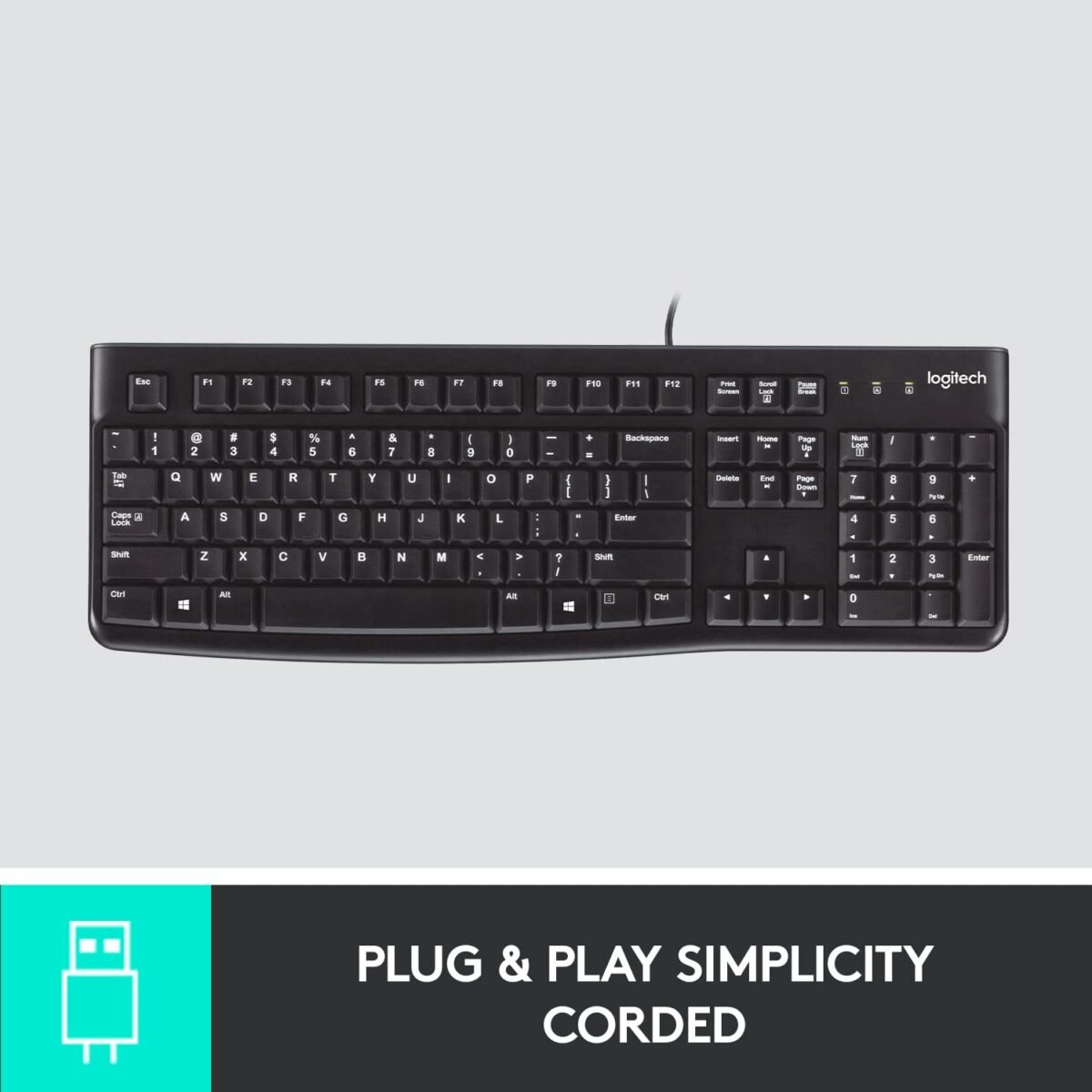 Logitech Plug and Play USB Keyboard K120 - Black - Image 2