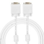 VGA Cable 1.5M Male to Male 15 Pin - Supports 1080P, For PC/Monitor/Projector (White)