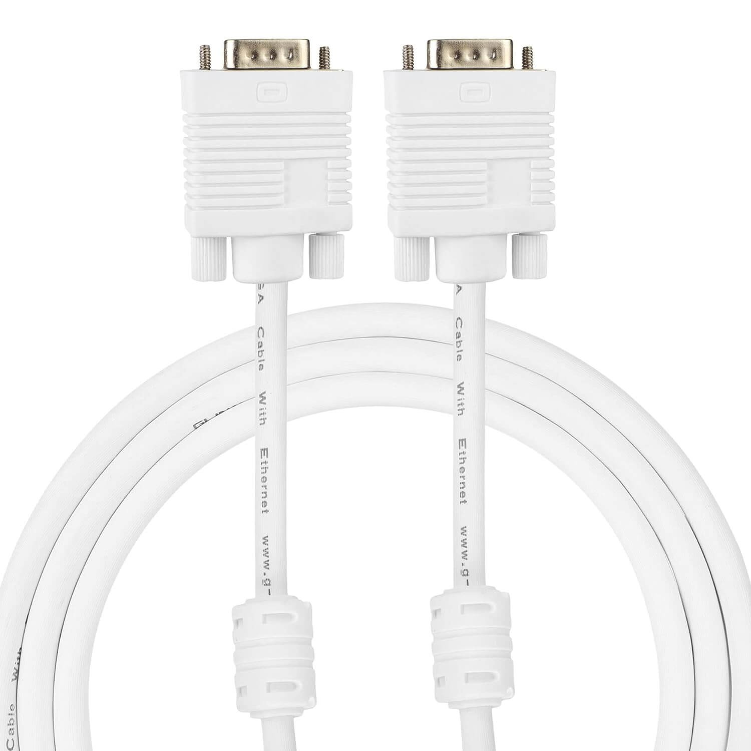 61H3BJKjgfL._SL1500_.jpg VGA Cable 1.5M Male to Male 15 Pin - Supports 1080P, For PC/Monitor/Projector (White) - Image 1