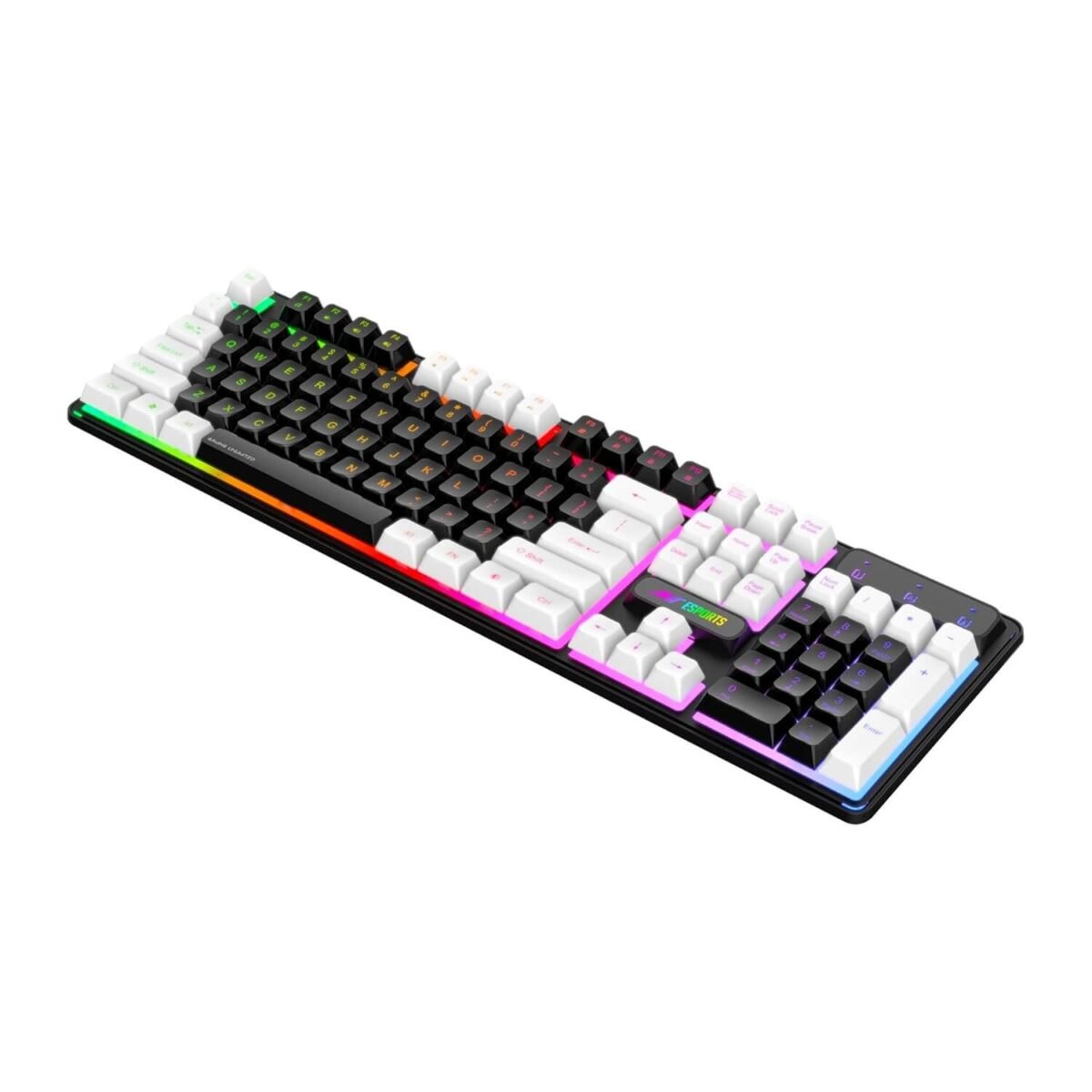 Ant Esports MK1400 Pro Backlit Wired Gaming Keyboard, Mixed Color Lighting, White & Black Double Injection Keycaps – Black - Image 2