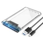 2.5" External Hard Drive Enclosure - SATA III to USB-C, Tool-Free, Transparent, UASP, up to 6TB