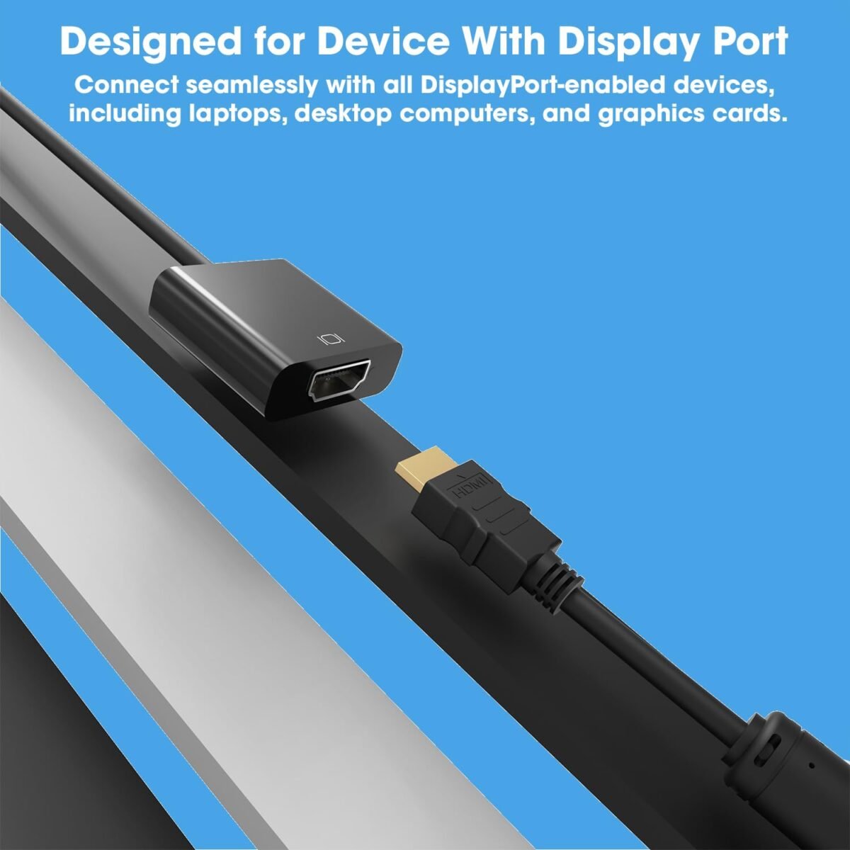 Display Port to HDMI Adapter, 1080p DP to HDMI Cable Male to Female - Image 3
