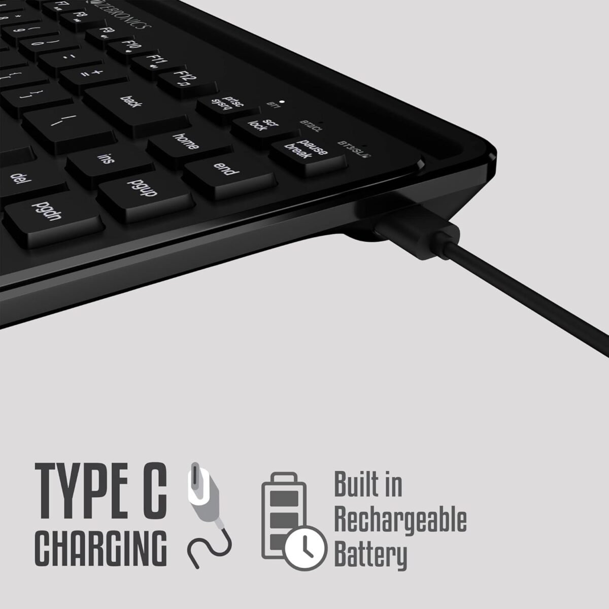 Zebronics Companion 110 Wireless Keyboard Mouse Combo Bluetooth 2.4GHz Rechargeable 1600 DPI - Image 3