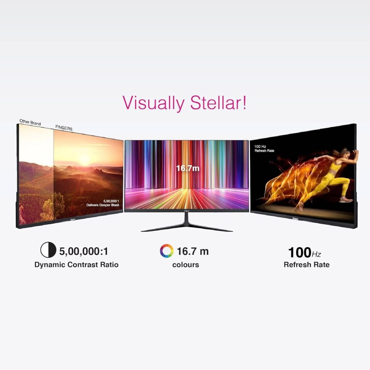 FINGERS Satin-2150 21.45" FHD 100Hz Frameless LED Monitor (Black) - Image 5