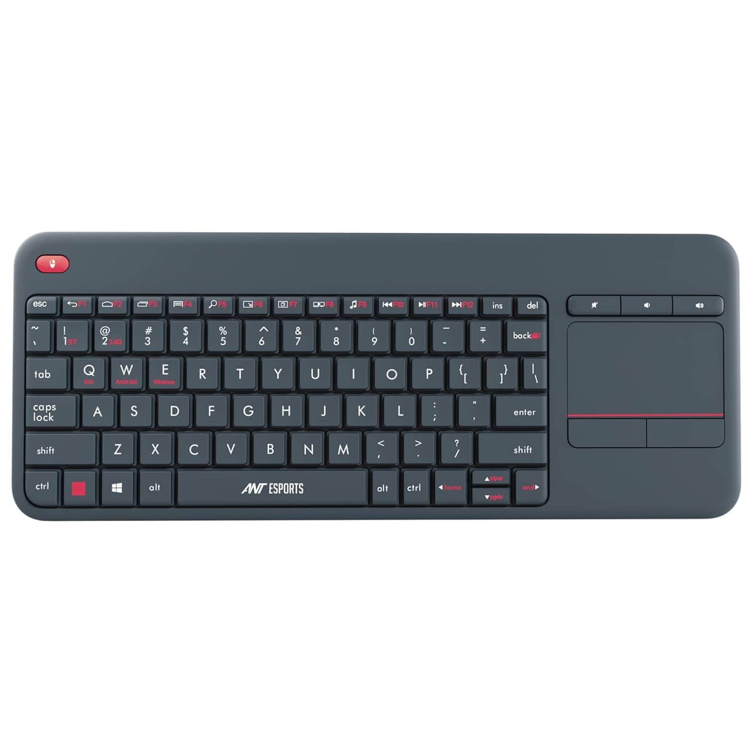 61WKVeq-RZL._SL1500_.jpg Ant Esports WK100 2in1 Wireless Bluetooth Keyboard with Touchpad for TV Windows Android Chrome OS Laptop Tablet Black - Image 1
