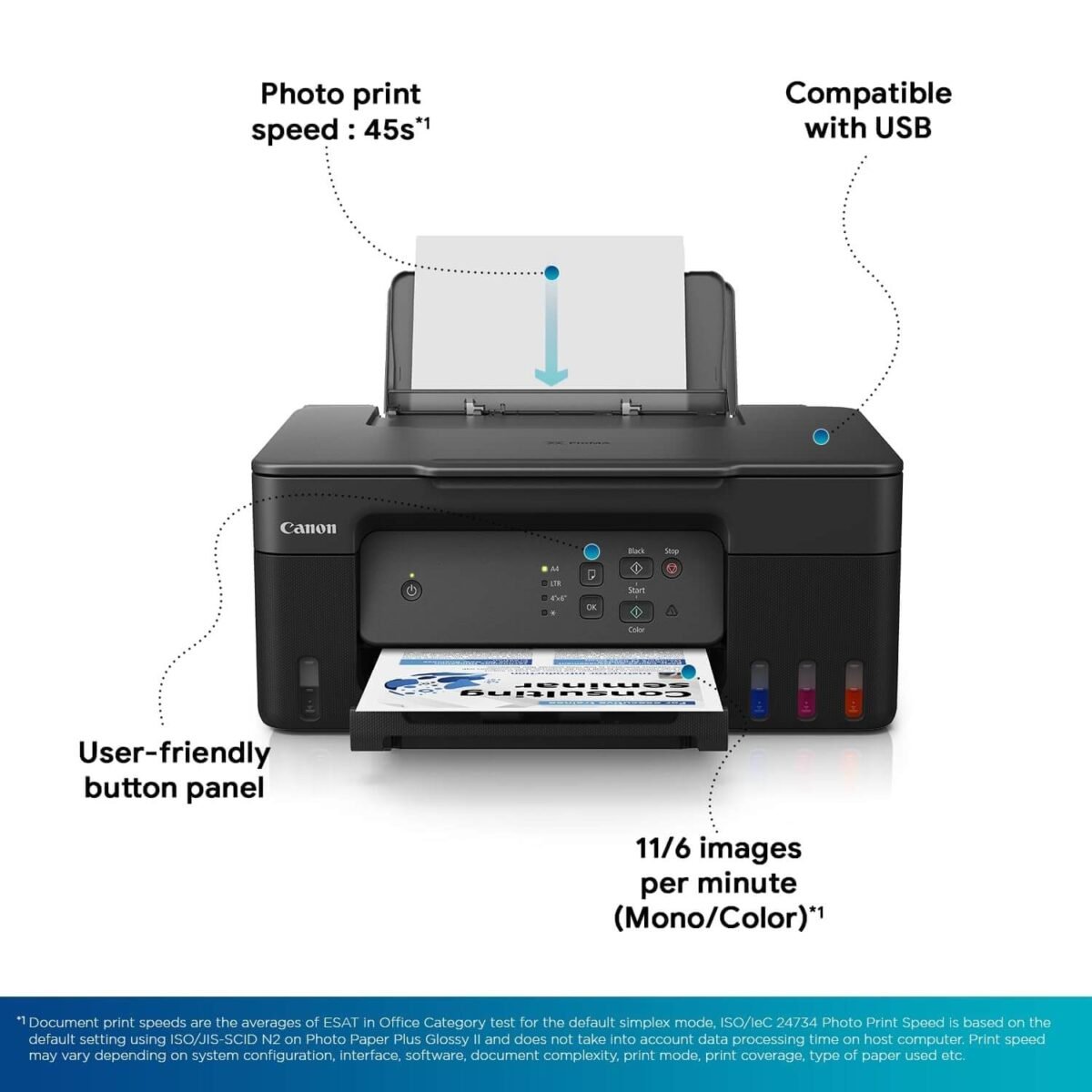Canon PIXMA MegaTank G2730 All-in-One InkTank Printer | Print, Scan, Copy | Small Size Ink Bottles - Image 5