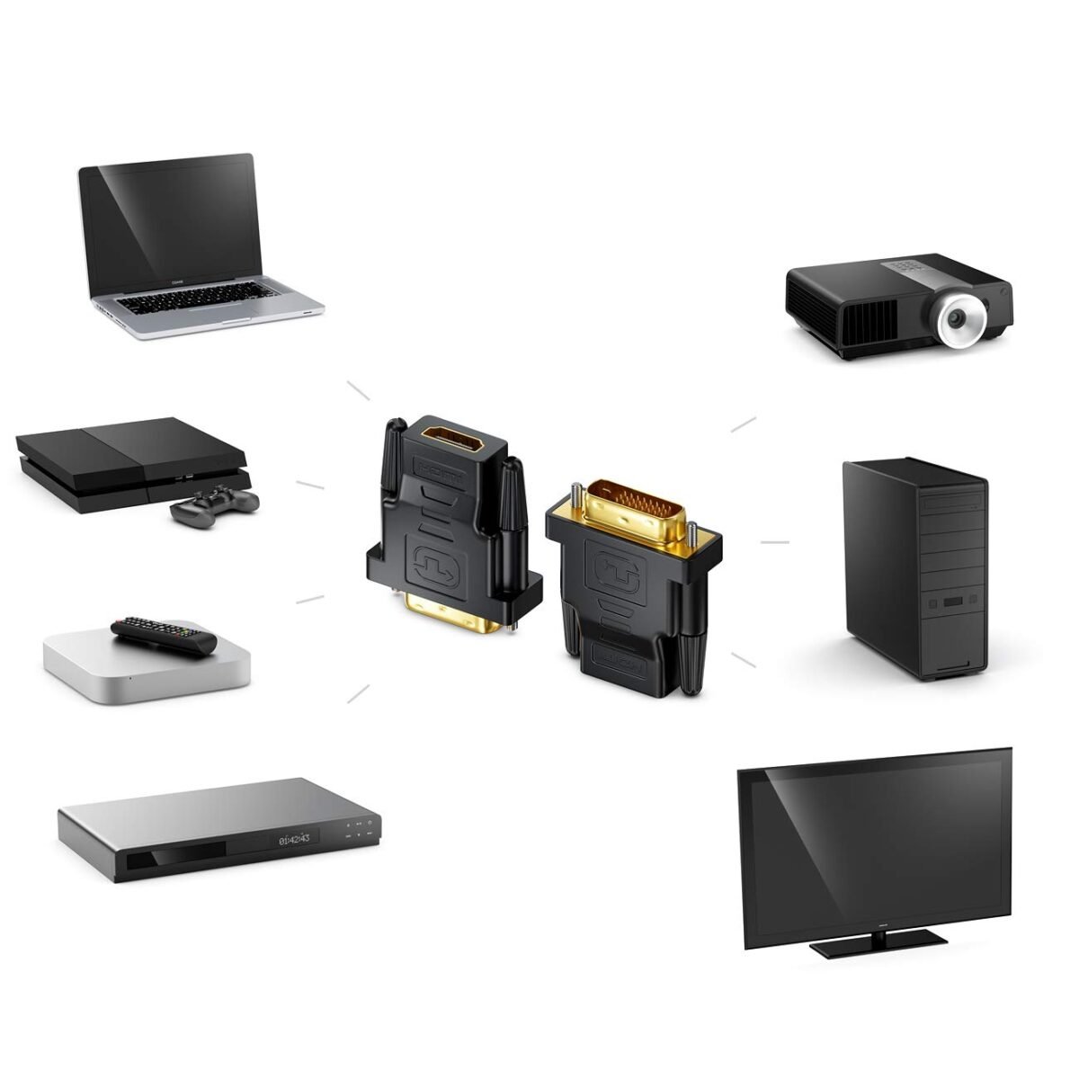 DVI to HDMI Adapter - DVI-D 24+1 Male to HDMI Female, Gold Plated, 1080P Support - Image 4