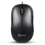 Enter Click Wired USB Mouse, 800 DPI Optical Sensor, 3-Button Design (Black)