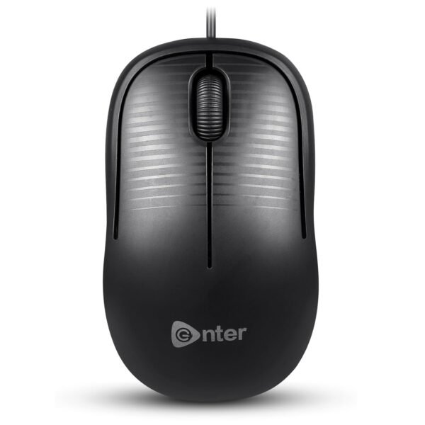 Enter Click Wired USB Mouse, 800 DPI Optical Sensor, 3-Button Design (Black)