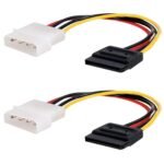 4 Pin Molex to SATA Power Cable Adapter for PC, Server (4 Pin to SATA Converter) - Pack of 2