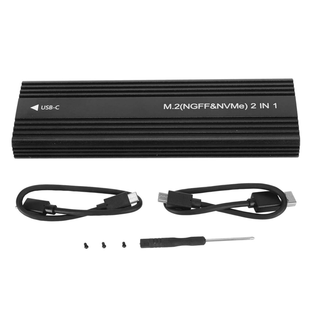 AdNet NVMe Enclosure PCIe M.2 2280 SSD Box, Type-C USB 3.1 Gen 2, 10Gbps Hard Disk Case with USB-C Cable – Black - Image 2