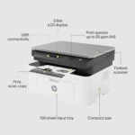 HP Laser MFP 1188a - Print Copy Scan, 21 ppm, USB 2.0, 150-sheet Tray, 100-sheet Output, B&W - Image 2