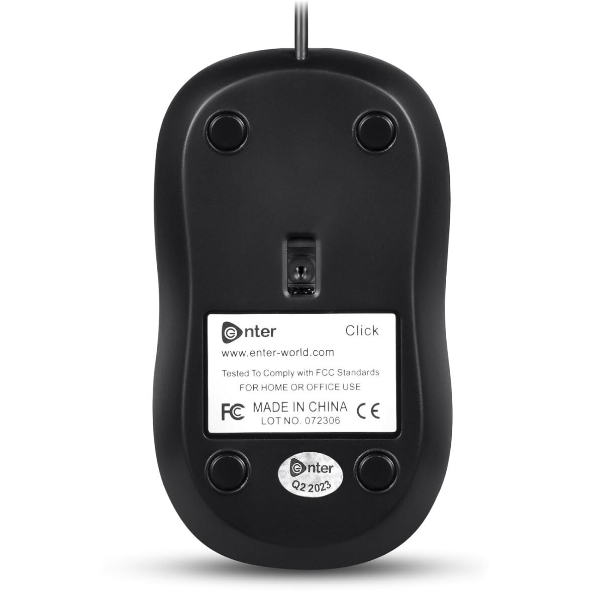 Enter Click Wired USB Mouse, 800 DPI Optical Sensor, 3-Button Design (Black) - Image 4