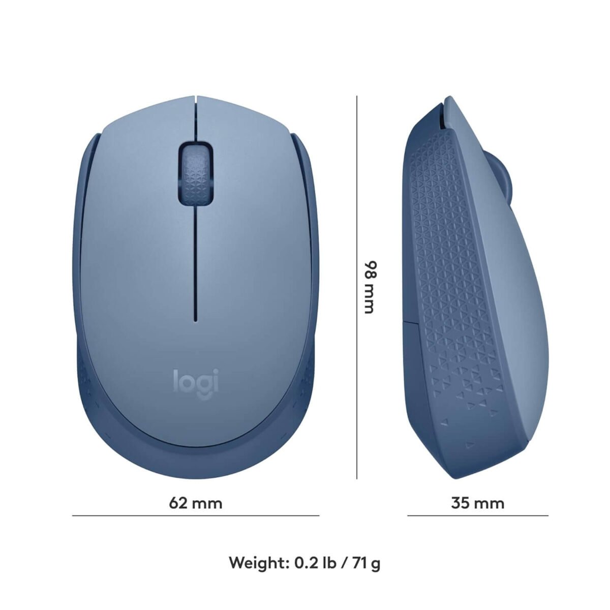 Logitech M171 Wireless Mouse – 2.4GHz USB Mini Receiver, 12-Month Battery, Optical Tracking, Blue-Gray - Image 3