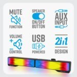 ZEBRONICS Wonder Bar 20 RGB Computer Speaker – 10W RMS, 2-in-1 Detachable Design, USB Powered - Image 4