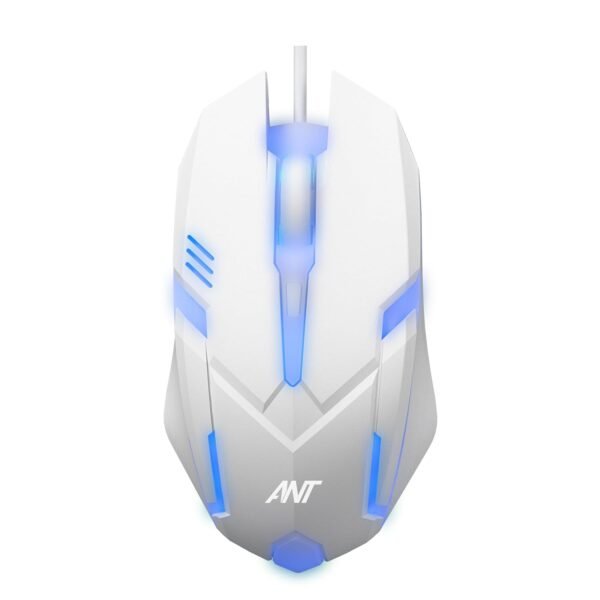 Ant GM46 Wired Optical Gaming Mouse White – 2400 DPI RGB USB Gaming Mouse for PC & Laptop