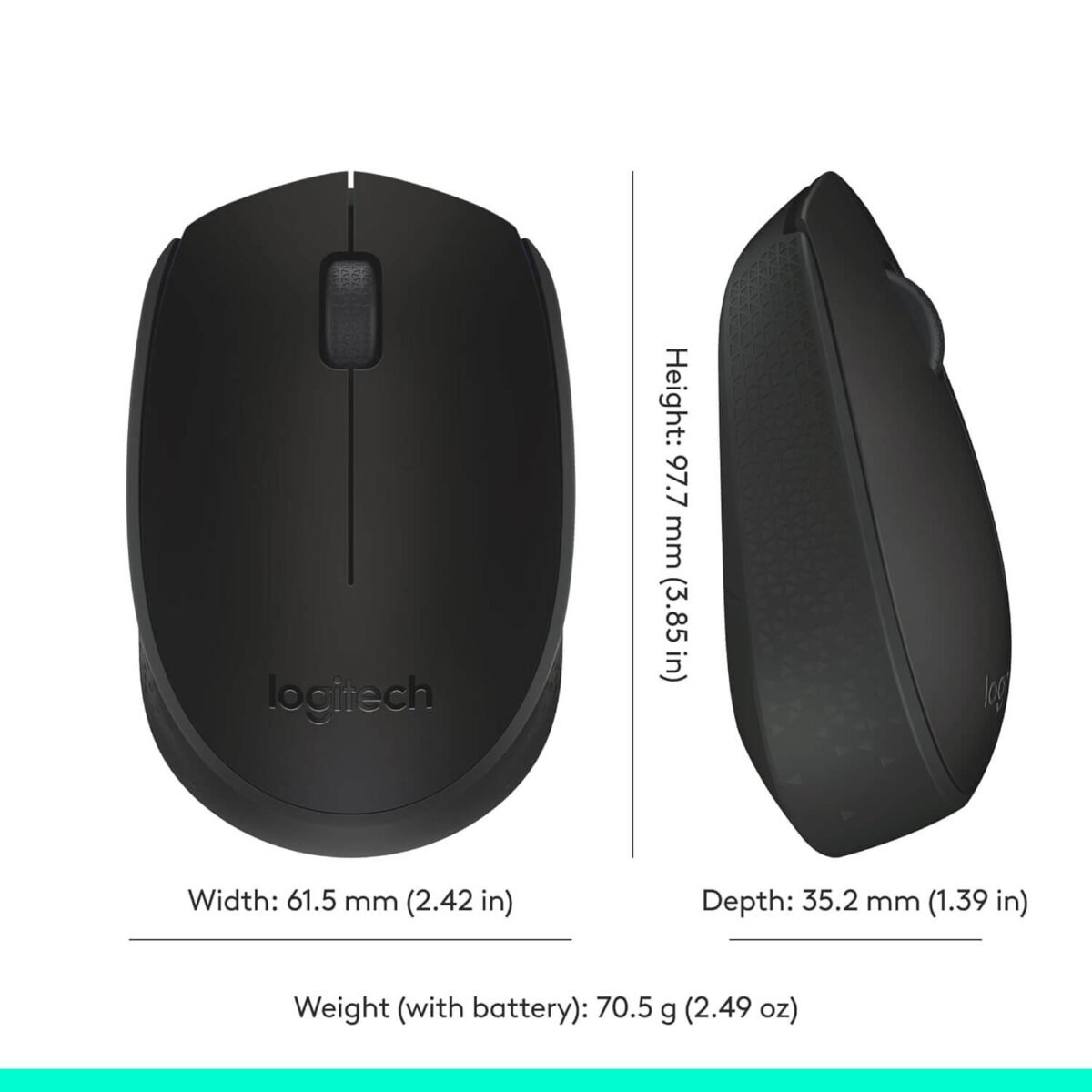Logitech M170 Wireless Mouse – 2.4GHz Optical Mouse with USB Nano Receiver, 3 Buttons, Black - Image 5