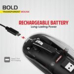 Zebion Bold Transparent Bluetooth Wireless Mouse Dual Mode RGB Black - Image 8