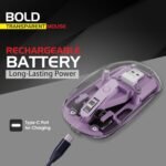 Zebion Bold Transparent Bluetooth Wireless Mouse Dual Mode RGB Lilac - Image 7