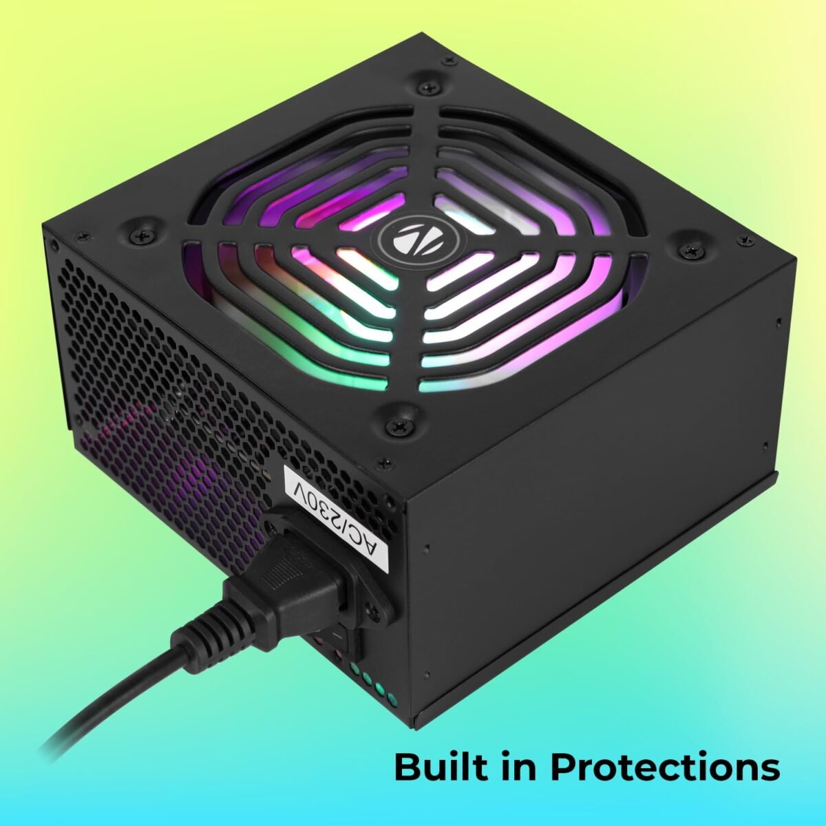 ZEBRONICS ZS500 500W Power Supply - RGB Fan, 3 SATA, 12V 28A, OVP & SCP - Image 6