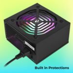 ZEBRONICS ZS500 500W Power Supply - RGB Fan, 3 SATA, 12V 28A, OVP & SCP - Image 6