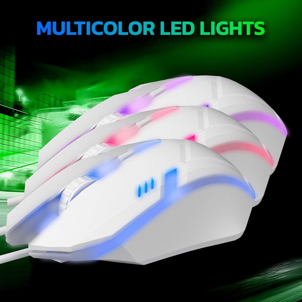 Ant GM46 Wired Optical Gaming Mouse White – 2400 DPI RGB USB Gaming Mouse for PC & Laptop - Image 2