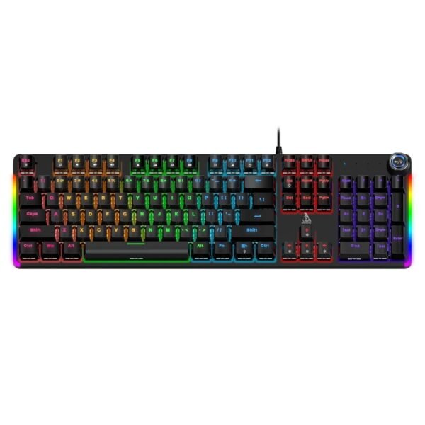 Gamerz Warrior 2.0 USB Mechanical Gaming Keyboard – 26 Anti-Ghosting Keys, 17 RGB Effects, Multi-Functional Knob, 50M Life Keystrokes