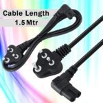 Monitor/Printer Power Cable 2-Pin 1.5M 90 Degree Power Cord for Laptop Adapter/Camera/Printer/Charger (Black) - Image 2