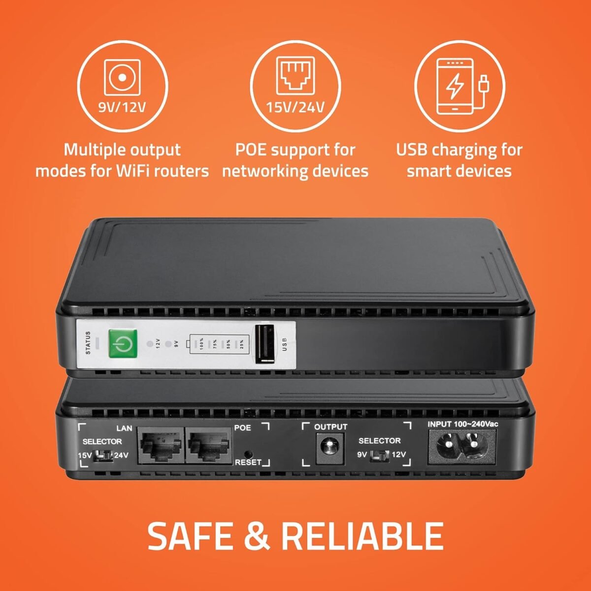 Artis AR-MINIDC-3 Mini UPS for Router/Modem/Set Top Box - 8800mAh, USB Charging - Image 4