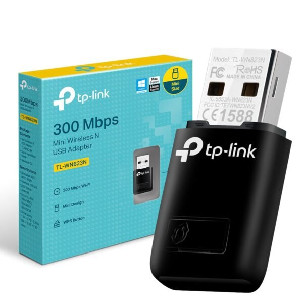 TP-Link TL-WN823N WiFi Dongle 300Mbps Mini Wireless USB Adapter – Black