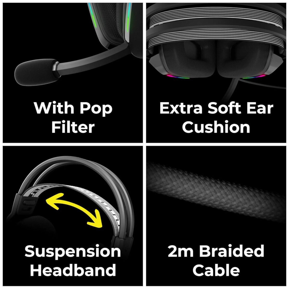 ZEBRONICS Havoc Gaming Headphone - Dolby Atmos, 50mm Drivers (Black) - Image 4