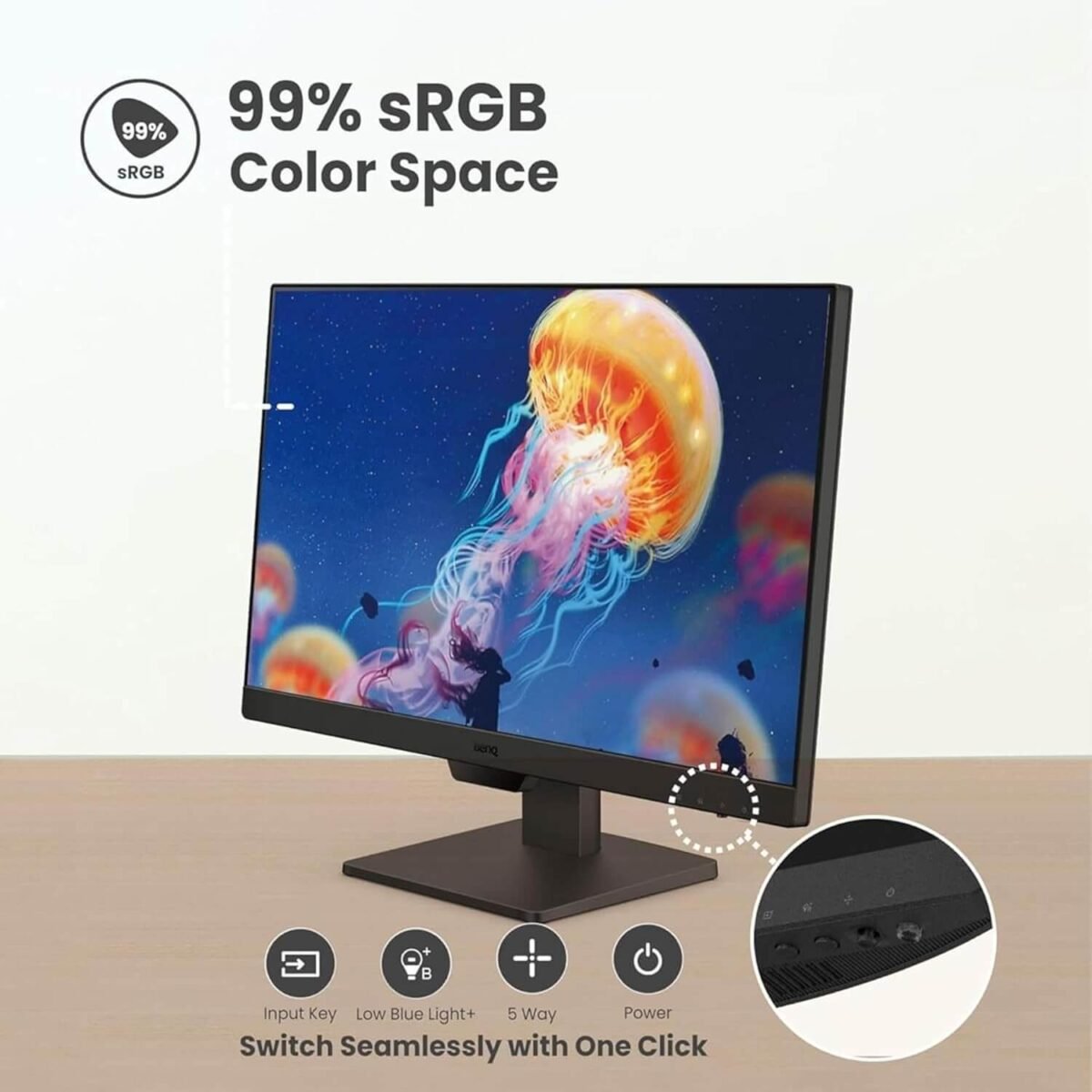 BenQ GW2490 24" FHD IPS Monitor - 100Hz, 99% sRGB, Eye-Care, Dual HDMI, VESA Mount - Image 5