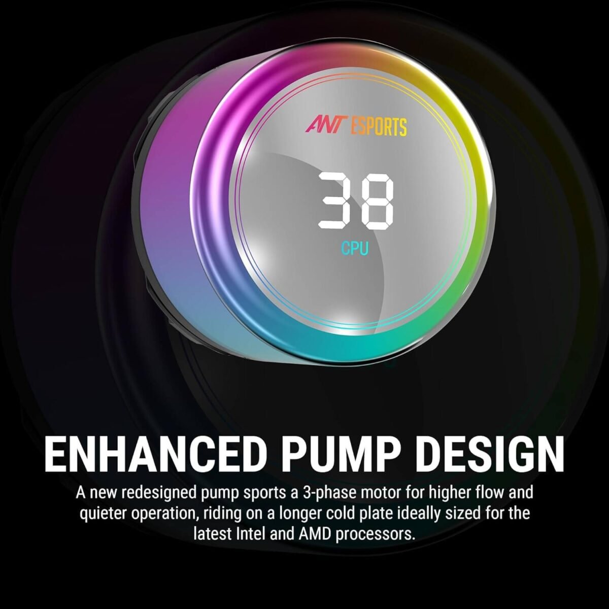 Ant Esports ICE Chroma 240 ARGB Liquid Cooler with CPU Temperature Display, 240mm AIO, Intel & AMD Socket Support - Image 7