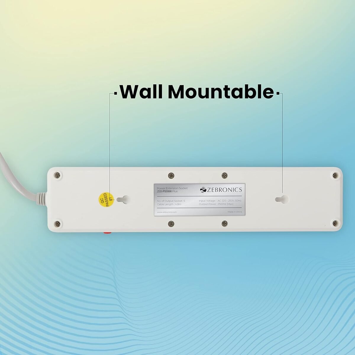 Zebronics Zeb PS5500 Plus Power Strip Spike 2500 Watts Extension Socket, 4.8m Wire, Universal Sockets - Image 4
