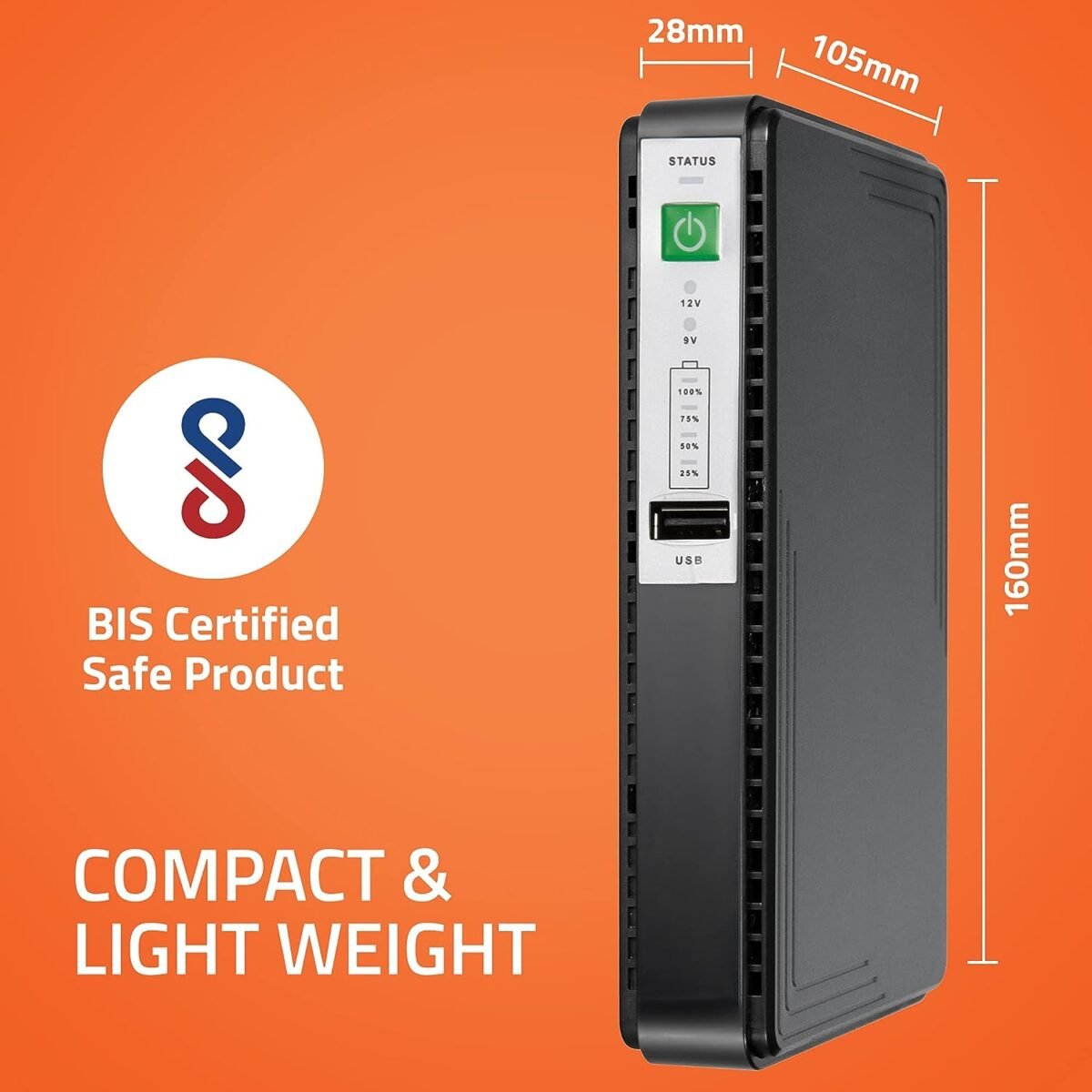 Artis AR-MINIDC-3 Mini UPS for Router/Modem/Set Top Box - 8800mAh, USB Charging - Image 5