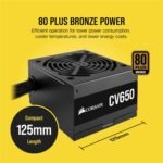 Corsair CV650 650W 80 Plus Bronze Non-Modular Power Supply - Black - Image 4