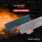 FINGERS Velvet Combo Rangeela Wired Keyboard & Mouse Set – Pearl Grey/Orange - Image 2