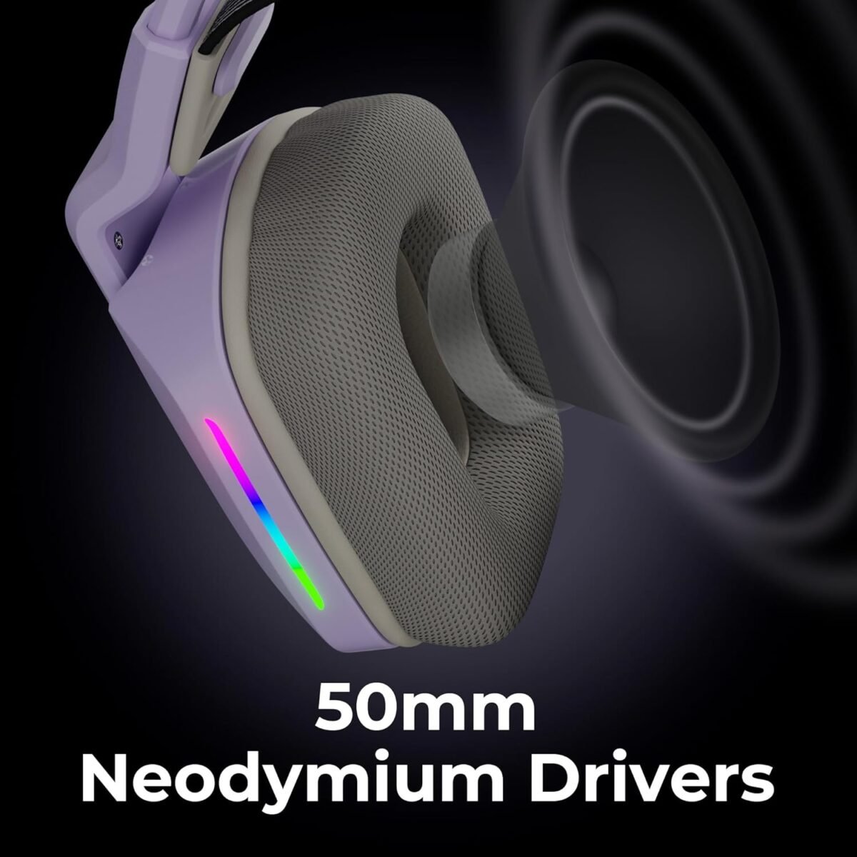 ZEBRONICS Havoc Gaming Headphone - Dolby Atmos, 50mm Drivers (Purple) - Image 2